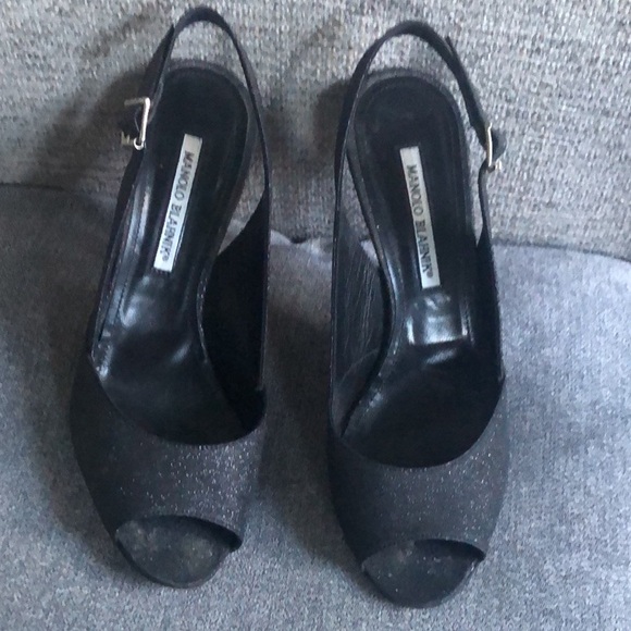 Manolo Blahnik Sparkling Silver Grey Stiletto Slingback Heels. 39,5 - Picture 4 of 8